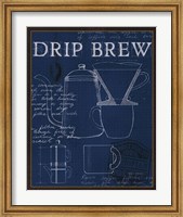 Framed Coffee Blueprint III Indigo