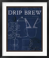 Framed Coffee Blueprint III Indigo