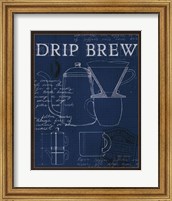 Framed 'Coffee Blueprint III Indigo' border=