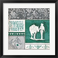 Framed 'Cowgirl Forever' border=