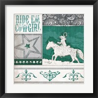 Framed 'Ride 'Em Cowgirl' border=
