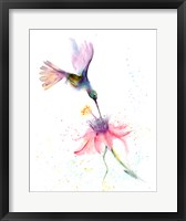 Framed Pink Flower Hummingbird