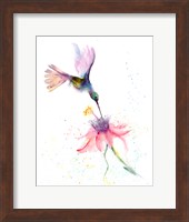 Framed Pink Flower Hummingbird