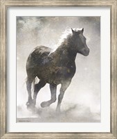 Framed Textured Dark Running Horse