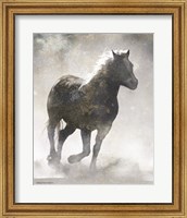 Framed Textured Dark Running Horse