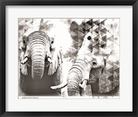 Framed Modern Black & White Elephants