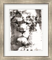 Framed Modern Black & White Lion