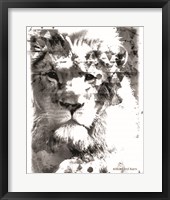 Framed Modern Black & White Lion