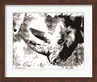 Framed Modern Black & White Rhino