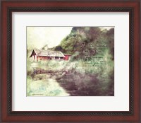 Framed Red Cabin Forest Faith