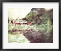 Framed Red Cabin Forest Faith