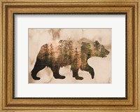 Framed Brown Woods Bear Silhouette