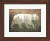 Framed Green Forest Bear Silhouette