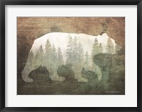 Framed Green Forest Bear Silhouette