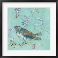 Framed Aqua Bird with Teal