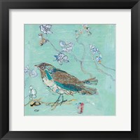 Framed Aqua Bird with Teal