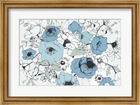 Framed Watercolor Black Lined Poppies Mix