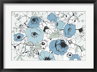 Framed Watercolor Black Lined Poppies Mix