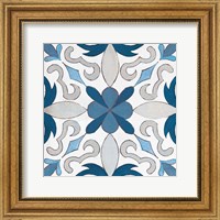 Framed 'Gypsy Wall Tile 14 Blue Gray' border=