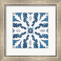 Framed 'Gypsy Wall Tile 10 Blue Gray' border=