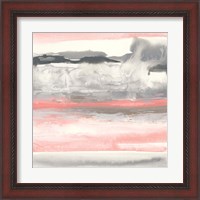 Framed 'Charcoal and Coral I' border=