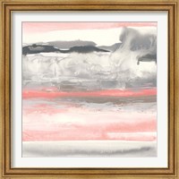 Framed 'Charcoal and Coral I' border=
