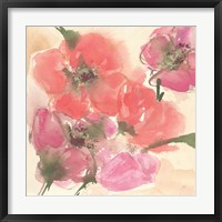 Coral Blooms I Dark Green Framed Print