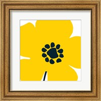 Framed Pop Art Floral I Yellow