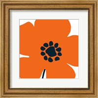 Framed Pop Art Floral I Orange