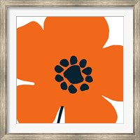 Framed Pop Art Floral I Orange