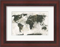 Framed World Map Gold Speckle