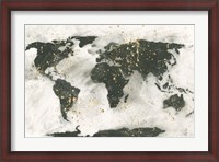 Framed World Map Gold Speckle