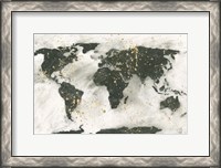 Framed World Map Gold Speckle