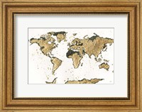 Framed World Map Gold Leaf