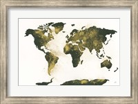 Framed World Map Gold Dust