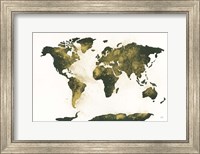 Framed World Map Gold Dust