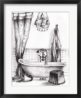 Elegant Bath II BW Crop Framed Print