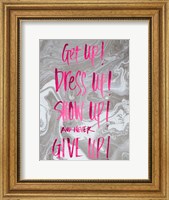 Framed Never Give Up Grey Marble