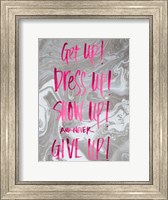 Framed Never Give Up Grey Marble