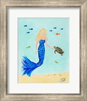 Framed 'Mermaid and Sea Turtle II' border=