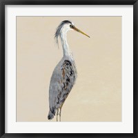 Heron on Tan I Framed Print