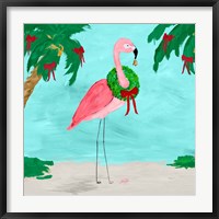 Framed Fa La La La Flamingo Holiday I