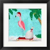 Framed Fa La La La Flamingo Holiday II