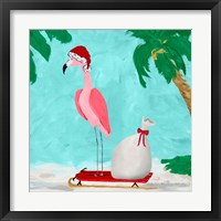 Framed 'Fa La La La Flamingo Holiday II' border=