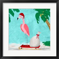 Framed Fa La La La Flamingo Holiday II