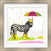 Framed Raindrops Safari Zebra