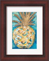 Framed Blue Gold Pineapple
