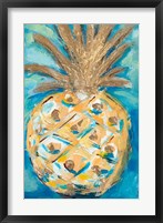 Framed Blue Gold Pineapple