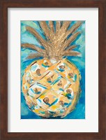 Framed Blue Gold Pineapple