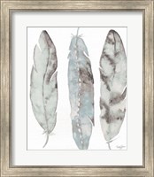 Framed Three Blue Feathers